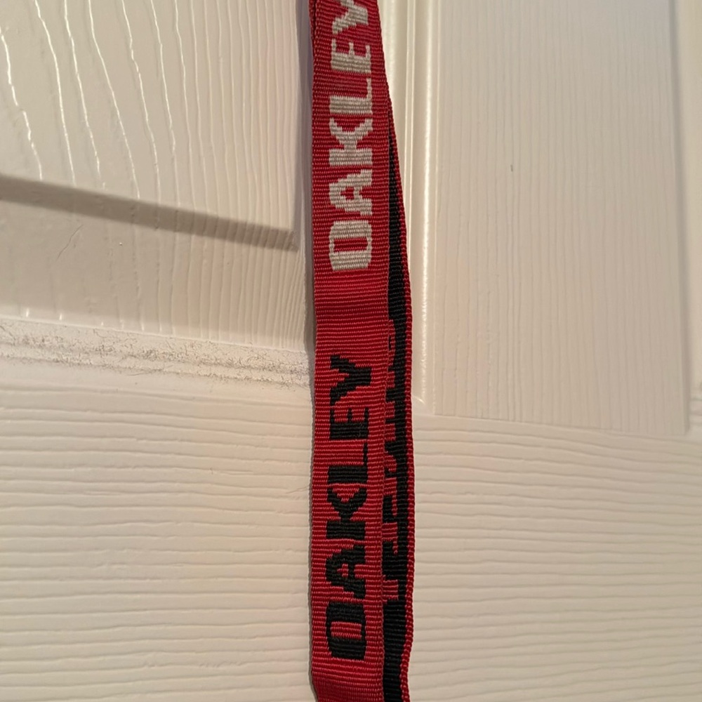 Red and black Oakley lanyard